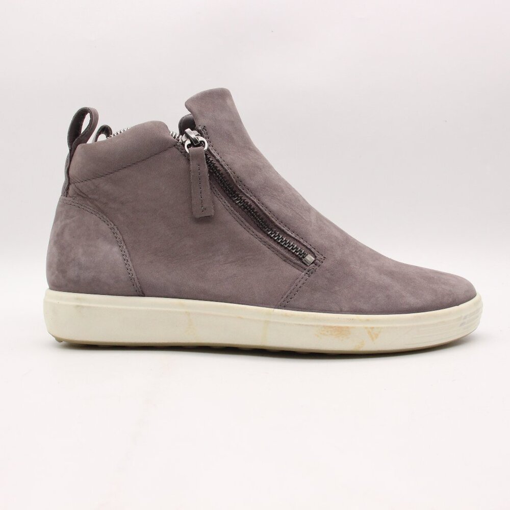 ECCO Soft 7 MId Women's Size EU 39 Soft Gray Suede Sneaker Ankle Boots Zip Shoes